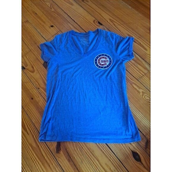 Women's Chicago Cubs Rhinestone baseball V-neck T-Shirt Tee Xl Bling Out - Picture 1 of 2